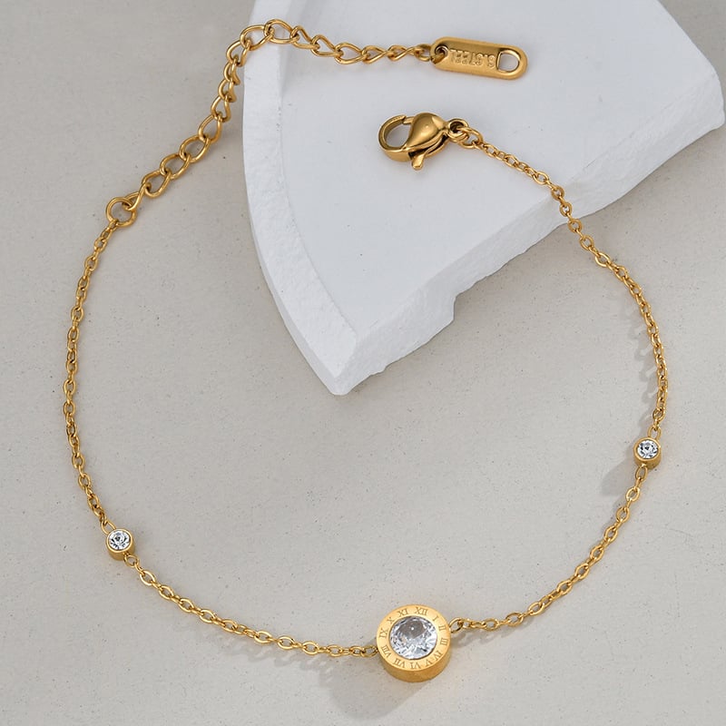 1 Stück Simple Series Casual Geometric Edelstahl 18 Karat vergoldet Unisex Charm Armbänder h5Bild2