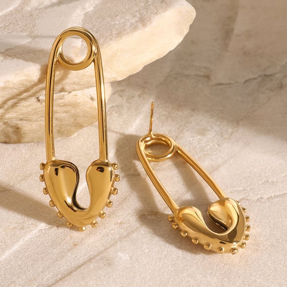 1 paire de boucles d&#39;oreilles à tige géométriques décontractées en acier inoxydable plaqué or 18 carats pour femmes 2