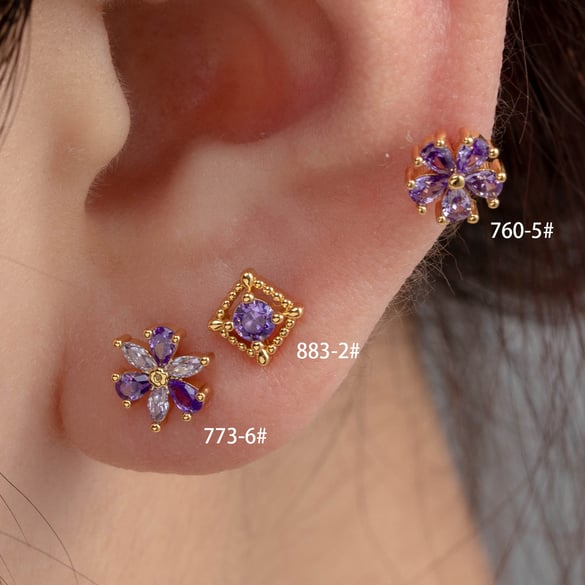 1 Pair Simple Series Simple Flower Titanium Steel No Plating Material Zircon Women Stud Earrings 2
