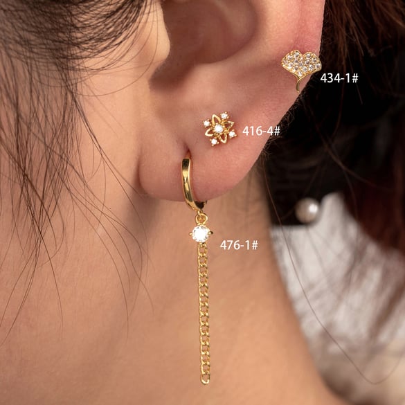 1 Pair Simple Series Classic Plant Copper No Plating Material Zircon Women Stud Earrings 2