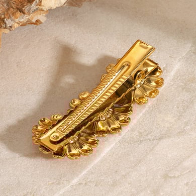 1 Paar Haarspangen für Damen im Retro-Stil, Serie „Romantic“, Edelstahl, 18 Karat vergoldet h5 Bild4