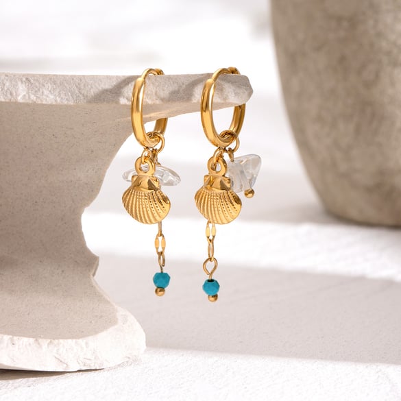 1 paar Simple Series Casual Turtle roestvrij staal 18K vergulde dames oorbellen 2