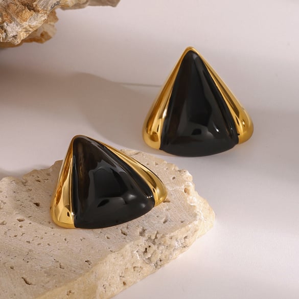 1 Pair Simple Series Daily Geometric Stainless Steel 18K Gold Plated Women Stud Earrings 2
