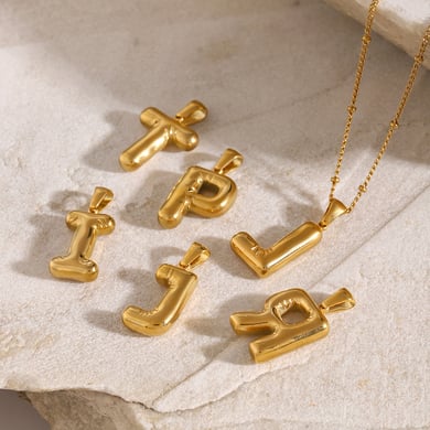 1 pieza de collar colgante de acero inoxidable chapado en oro de 18 quilates con letras informales de serie simple para mujer h5 Imagen4
