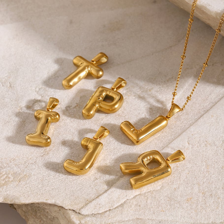 1 pieza de collar colgante de acero inoxidable chapado en oro de 18 quilates con letras informales de serie simple para mujer Imagen4