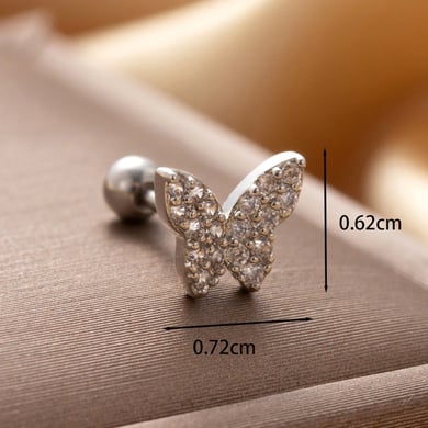 1 Pair Simple Series Simple Animal Titanium Steel No Plating Material Zircon Women Stud Earrings h5 Picture4