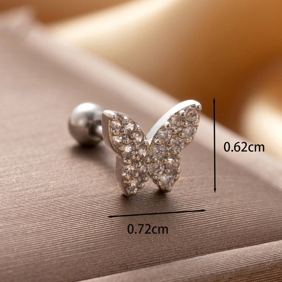 1 Pair Simple Series Simple Animal Titanium Steel No Plating Material Zircon Women Stud Earrings Picture4