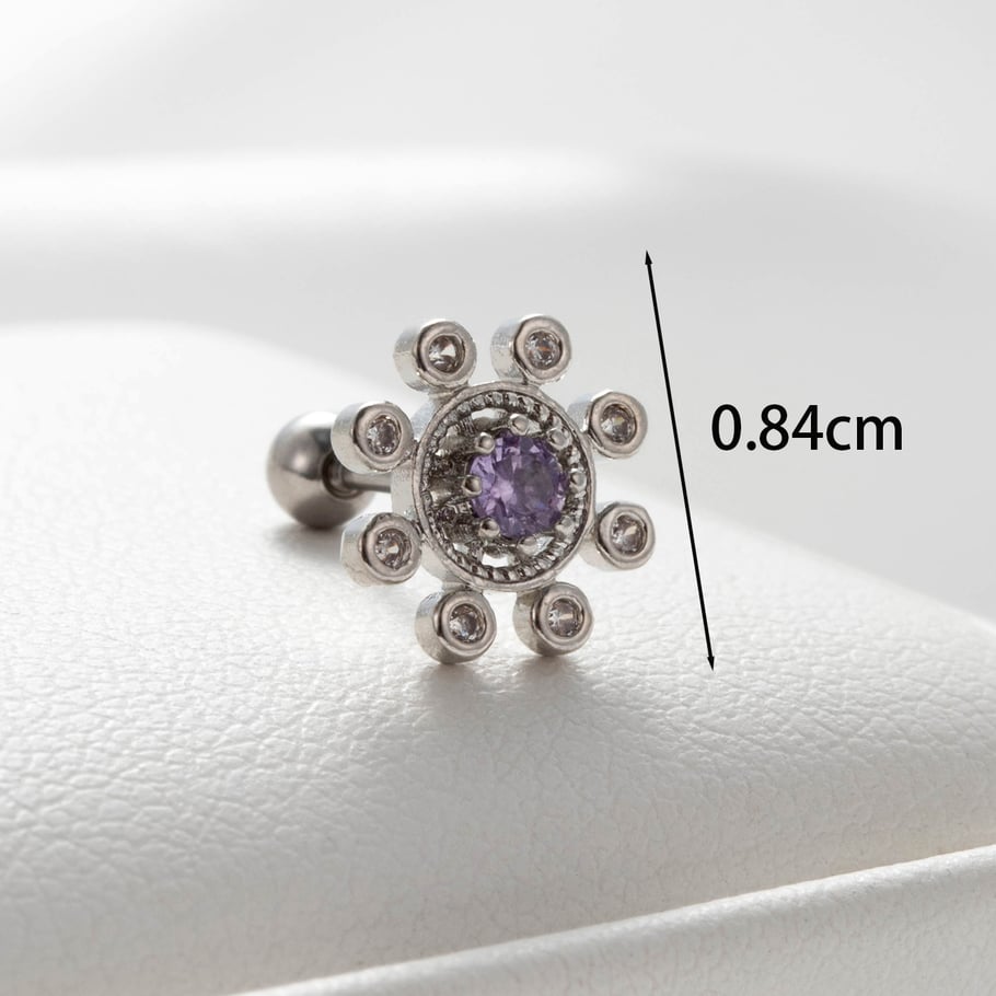 1 Paar Simple Series Klassische Blume Titanstahl Kein Beschichtungsmaterial Zirkon Damen Ohrstecker Bild3