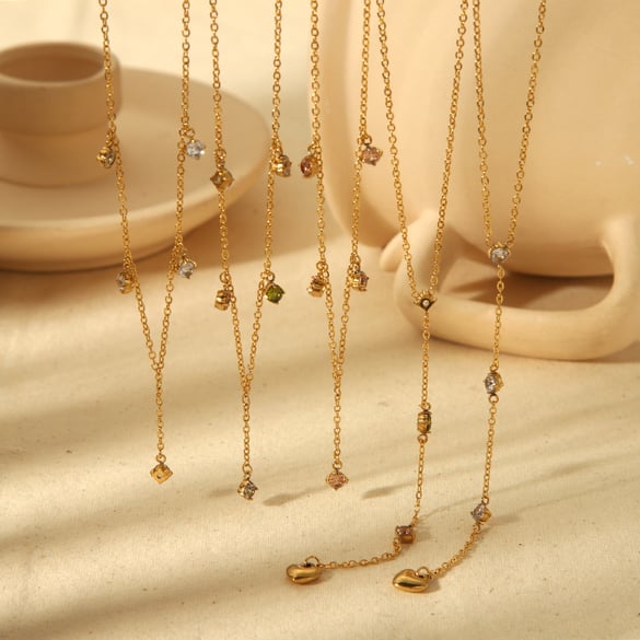 1 Piece Simple Series Daily Geometric Stainless Steel 18K Gold Plated Chain necklaces 2