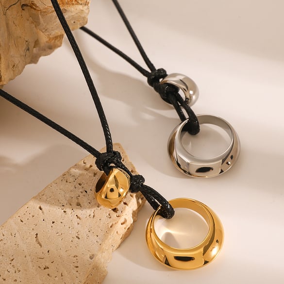 1 Piece Simple Series Casual Geometric Stainless Steel 18K Gold Plated Women Pendant necklaces 2