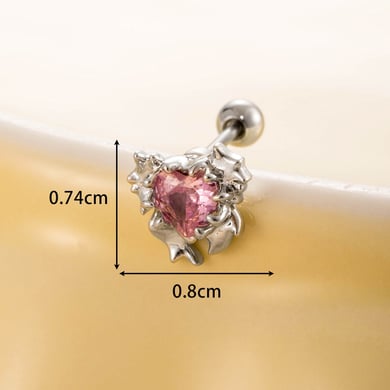 1 Pair Simple Series Simple Heart Titanium Steel No Plating Material Zircon Women Stud Earrings h5 Picture5
