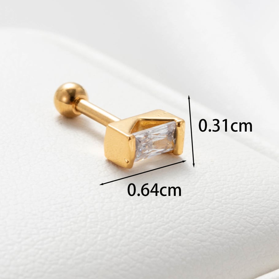 1 Pair Simple Series Simple Geometric Titanium Steel No Plating Material Zircon Women Stud Earrings Picture4