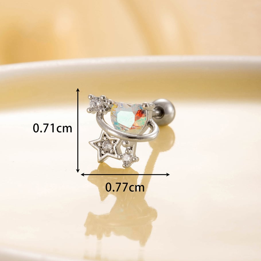 1 Pair Simple Series Simple Heart Titanium Steel No Plating Material Zircon Women Stud Earrings Picture5