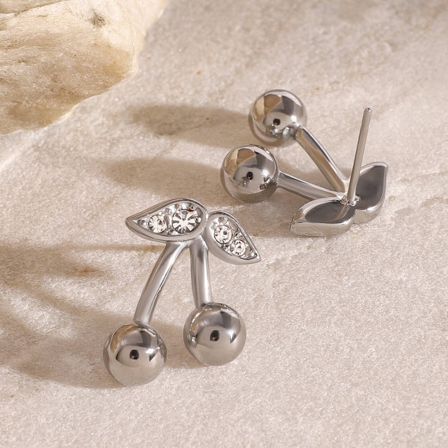 1 Paar Simple Series Sweet Plant Edelstahl 18 Karat vergoldet Zirkon Damen Ohrstecker Bild6