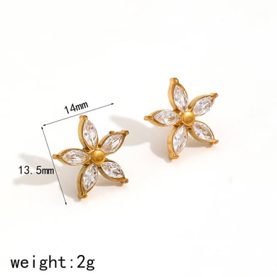 1 Pair Simple Series Daily Flower Stainless Steel 18K Gold Plated Women's Stud Earrings h5 Picture5