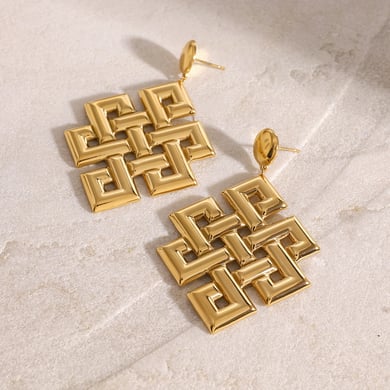 1 Paar Simple Series Retro Twist Edelstahl 18 Karat vergoldete Damen-Tropfenohrringe h5 Bild3