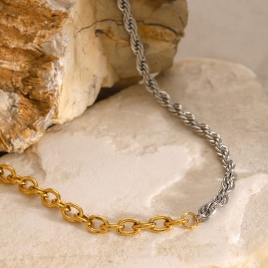 1 Stück Simple Series Tägliche geometrische Edelstahl 18 Karat vergoldete Damen-Kettenhalsketten h5 Bild4