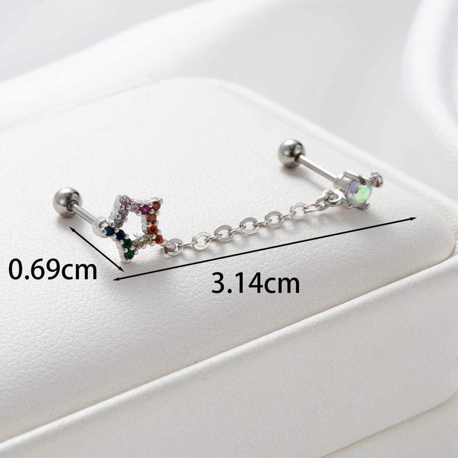 1 Pair Simple Series Simple Geometric Titanium Steel No Plating Material Zircon Women Stud Earrings Picture4