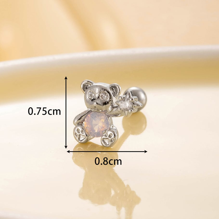 1 Pair Simple Series Simple Animal Titanium Steel No Plating Material Zircon Women Stud Earrings Picture5