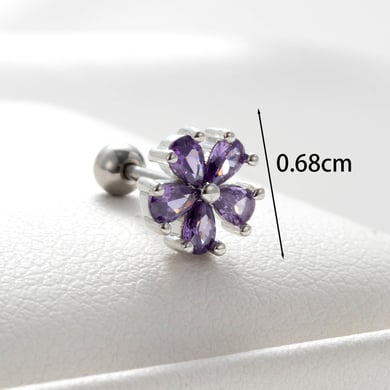1 Paar Simple Series Klassische Blume Titanstahl Kein Beschichtungsmaterial Zirkon Damen Ohrstecker h5 Bild5