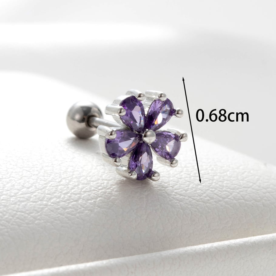 1 Paar Simple Series Klassische Blume Titanstahl Kein Beschichtungsmaterial Zirkon Damen Ohrstecker Bild5