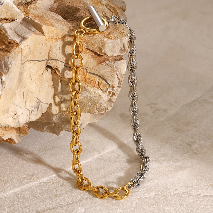 1 piece simple series simple geometric stainless steel gold plated women chain bracelets h5Picture3