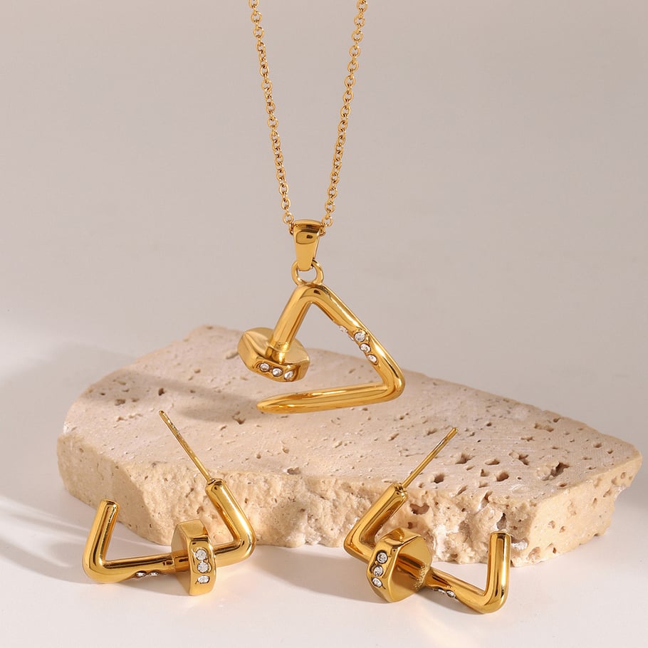 1 Stück Simple Series Casual Geometric Edelstahl 18 Karat vergoldet Damen Anhänger Halsketten Bild5