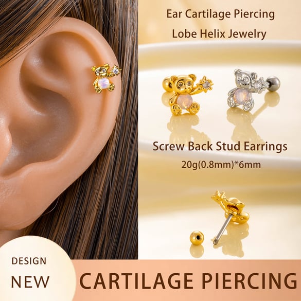 1 paire de boucles d&#39;oreilles à tige en acier titane et zircon pour femme, série Simple, motif animal, sans placage 2