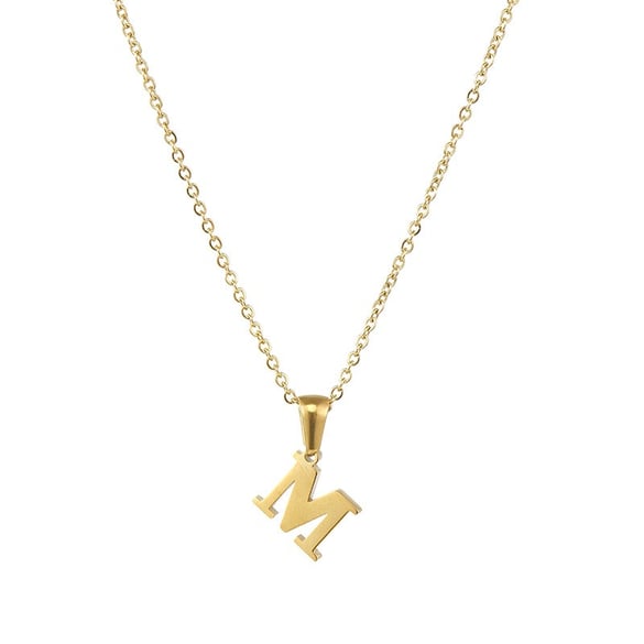 1 pezzo semplice serie lettera semplice acciaio inossidabile placcato oro 18 carati collane con ciondolo da donna 2