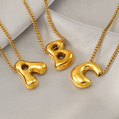 1 Stück Simple Series Daily Letter Titanstahl 18 Karat vergoldete Unisex-Anhängerketten h5 Bild4