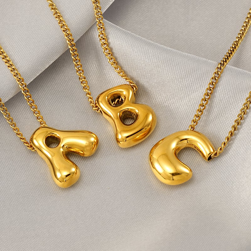 1 Stück Simple Series Daily Letter Titanstahl 18 Karat vergoldete Unisex-Anhängerketten Bild4