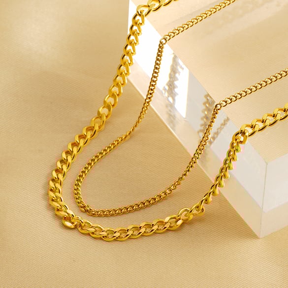 1 Piece Fashion Hip-Hop Style Solid Color Stainless Steel 14K Gold Plated Unisex Chain Necklace 2