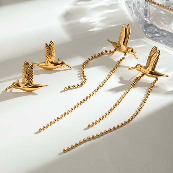 1 Pair Ethnic Series Retro Animal Stainless Steel 18K Gold Plated Women Clip-on earrings 2