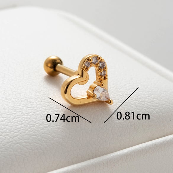 1 Pair Simple Series Simple Heart Titanium Steel No Plating Material Zircon Women Stud Earrings 2
