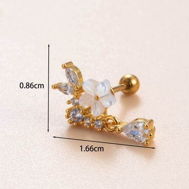 1 Paar Simple Series Simple Flower Kupfer Kein Beschichtungsmaterial Zirkon Damen Ohrstecker h5 Bild3