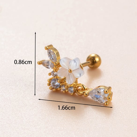 1 Pair Simple Series Simple Flower Copper No Plating Material Zircon Women Stud Earrings 2