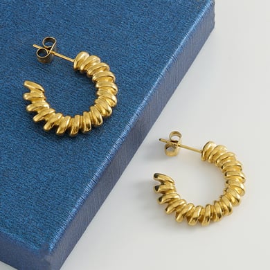1 Pair Retro Simple Style Twist Shape Stainless Steel 18K Gold Plated Women's Stud Earrings h5 Picture8