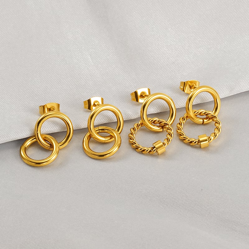 1 Pair Simple Series Daily Twist Stainless Steel 18K Gold Plated Women Stud Earrings Picture8