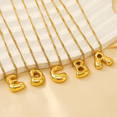 1 Stück Simple Series Daily Letter Titanstahl 18 Karat vergoldete Unisex-Anhängerketten h5 Bild5