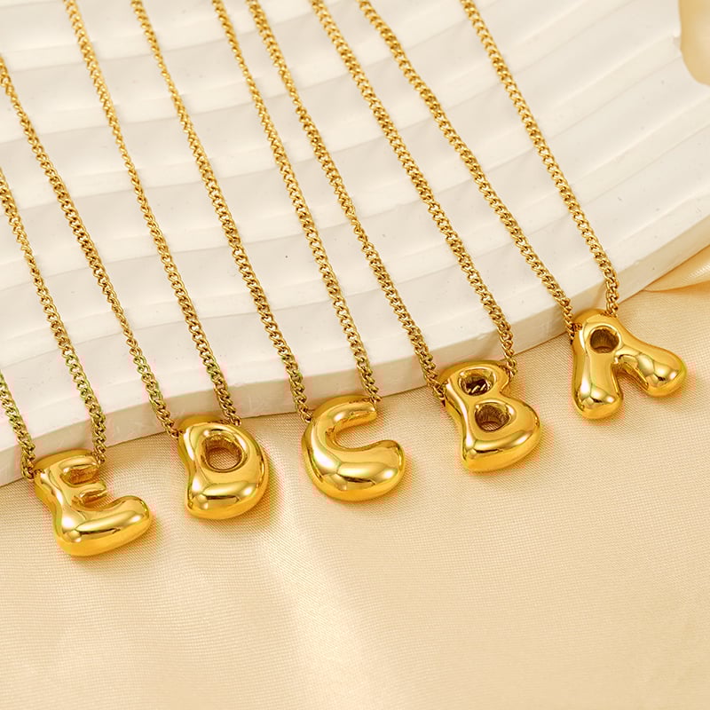 1 Stück Simple Series Daily Letter Titanstahl 18 Karat vergoldete Unisex-Anhängerketten Bild5
