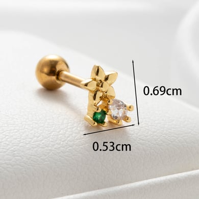 1 Pair Simple Series Simple Flower Titanium Steel No Plating Material Zircon Women Stud Earrings h5 Picture6
