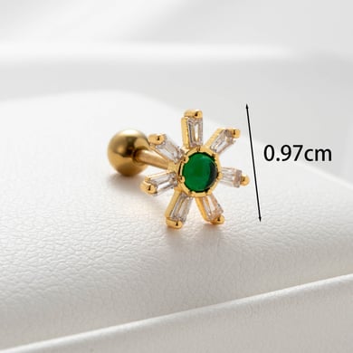 1 Paar Simple Series Simple Flower Titanstahl Kein Beschichtungsmaterial Zirkon Damen Ohrstecker h5 Bild5