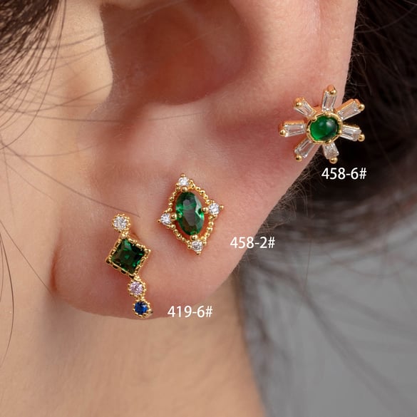 1 Pair Simple Series Simple Flower Titanium Steel No Plating Material Zircon Women Stud Earrings 2