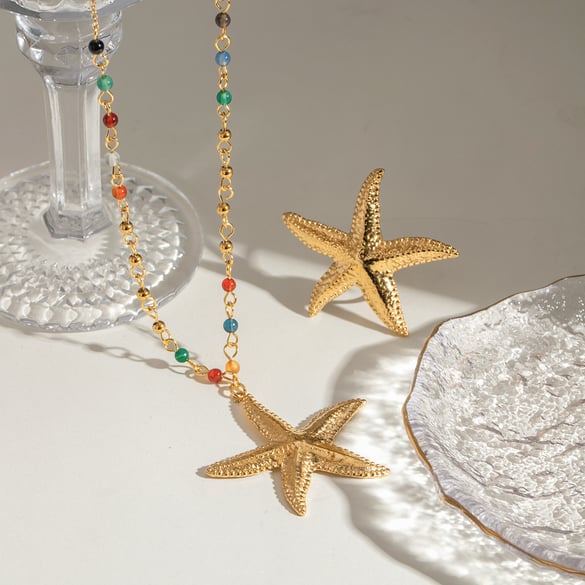 1 Piece Simple Series Vacation Turtle Stainless Steel 18K Gold Plated Women Pendant Necklaces