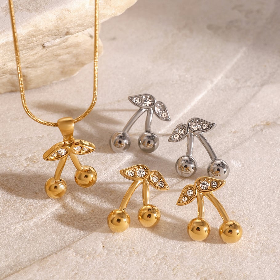 1 Stück Simple Series Niedliche Pflanze Edelstahl 18 Karat vergoldet Zirkon Damen Anhänger Halsketten Bild6