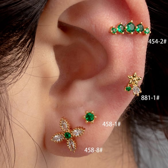 1 Pair Simple Series Simple Flower Titanium Steel No Plating Material Zircon Women Stud Earrings 2