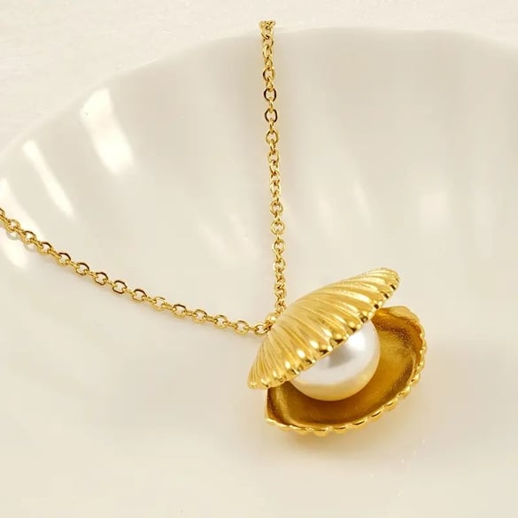 1 stuk Eenvoudige serie Eenvoudige schildpad Titaniumstaal 18K vergulde kunstmatige parel dames hanger kettingen