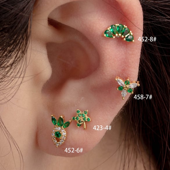 1 Pair Simple Series Simple Plant Titanium Steel No Plating Material Zircon Women Stud Earrings