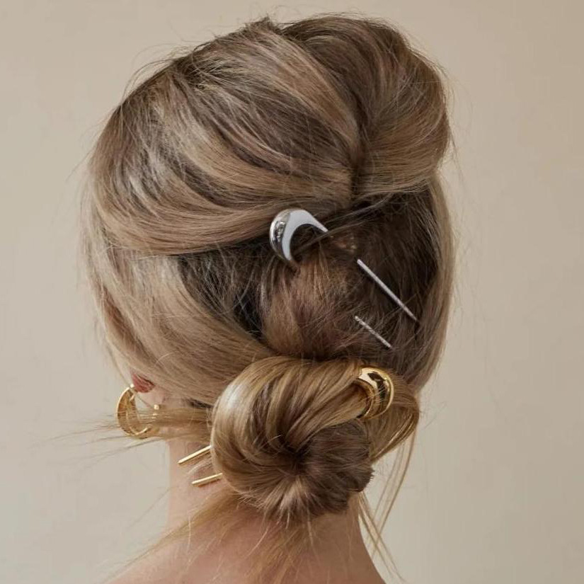 1 Pair Simple Series Casual Geometric Stainless Steel 18K Gold Plated Women Hair Clips Picture3
