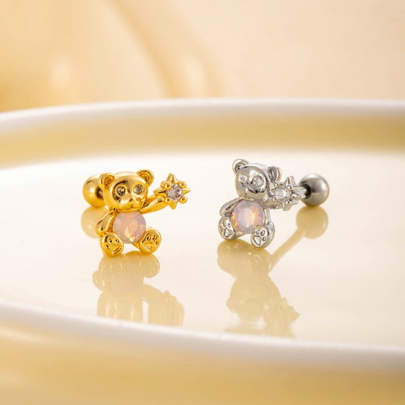 1 paire de boucles d&#39;oreilles à tige en acier titane et zircon pour femme, série Simple, motif animal, sans placage